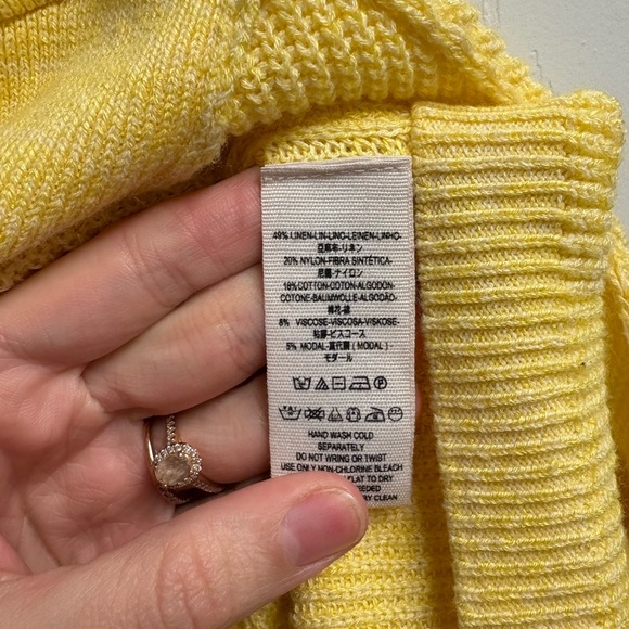 Free People Alana Linen Blend Sweater In Yellow Size Small - Picture 3 of 4